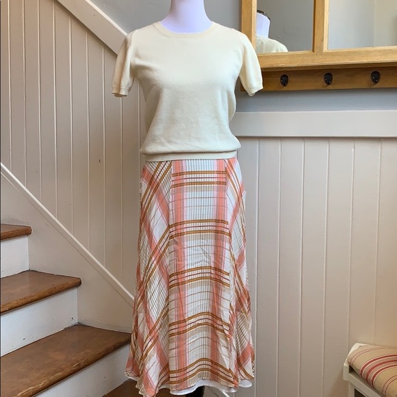 Massimo Dutti Check print midi skirt in Raspberry - Picture 4 of 16